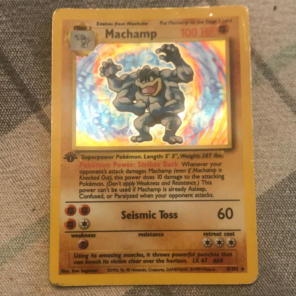 Rare Pokémon Machamp holographic card